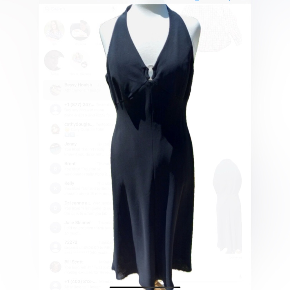 EVAN-PICONE  Elegant Long  black halter dress with hidden zipper..